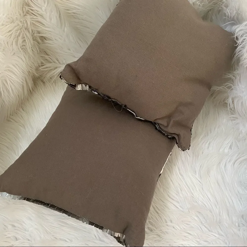 Set of two small square bronze sequins pillows